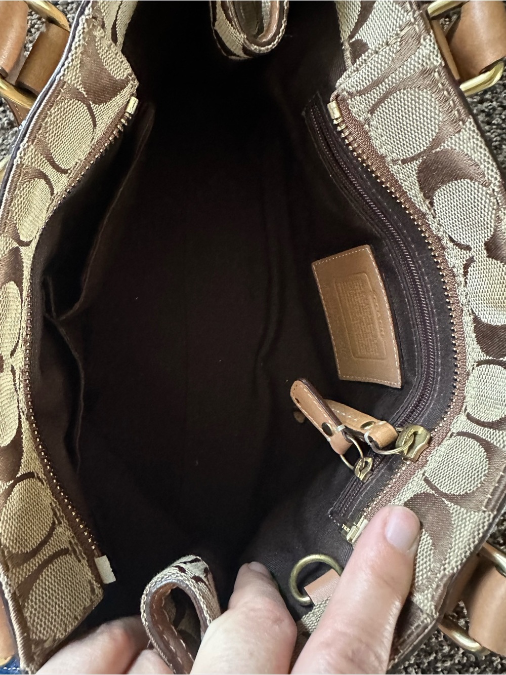 Coach Brown/Tan Signature Canvas Tote with Matching Wallet - Picture 8 of 16